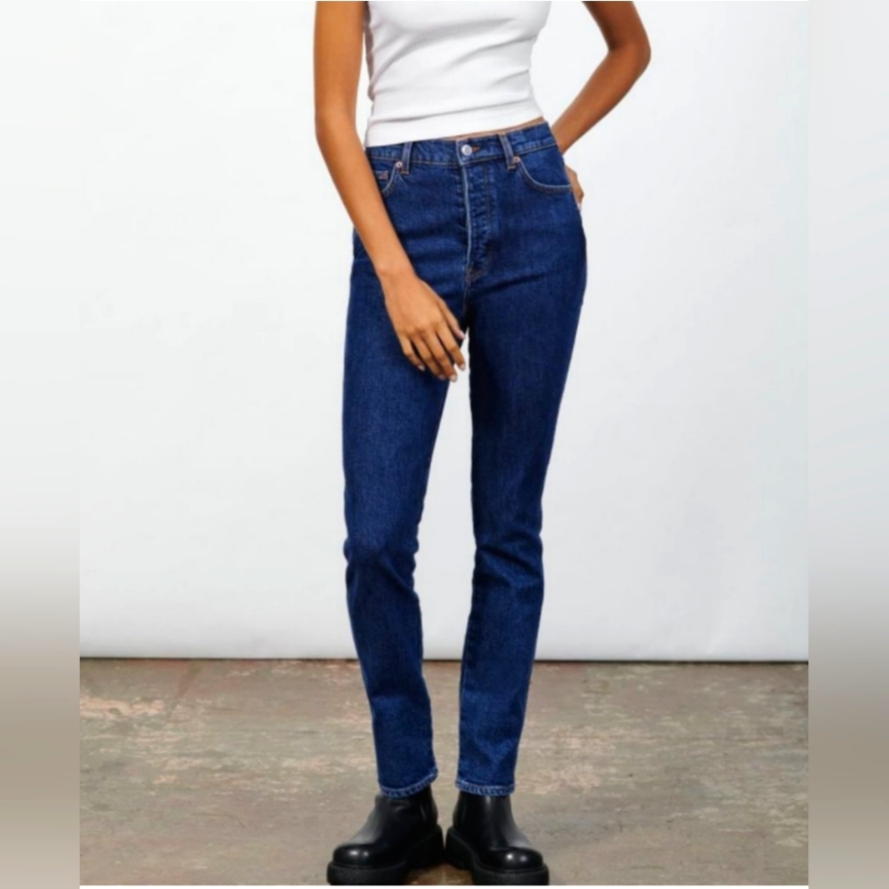 Zara "The Slim Full Length" signature denim, hidden button fly, high rise, NWT
